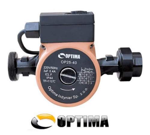 Циркуляційний насос Optima OP25-40 180 мм + гайки + кабель з вилкою
